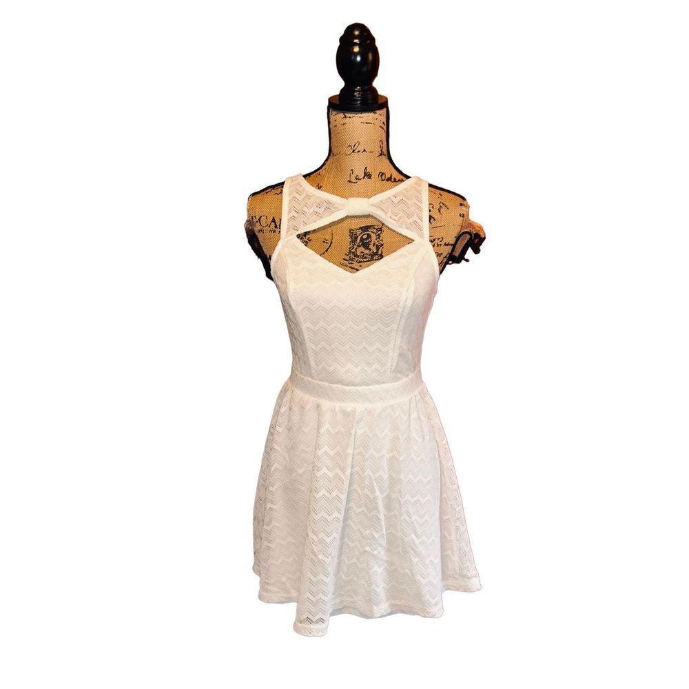 Material Girl Ivory Lace Overlay Dress Size M